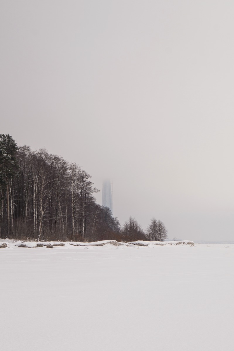 Ольгино. На Финском заливе. Вид на берег и Лахта-центр.